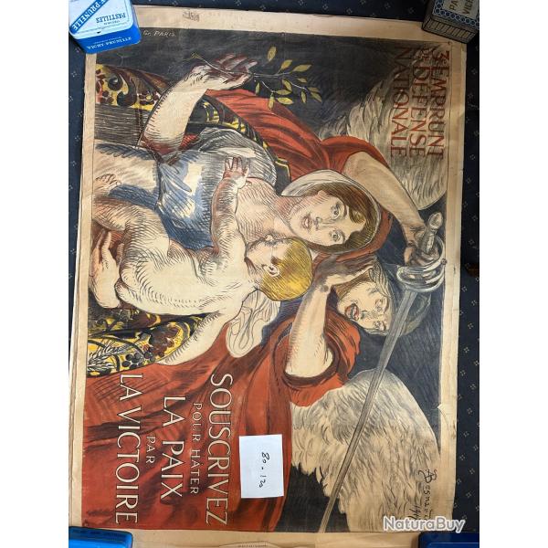 Affiche WW1 3em Emprunt Dfense Nationale e 120 x 80