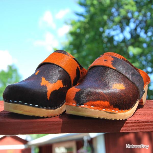 Sabots homme et femme peau orange et noir DITION LIMITE 38 peau orange