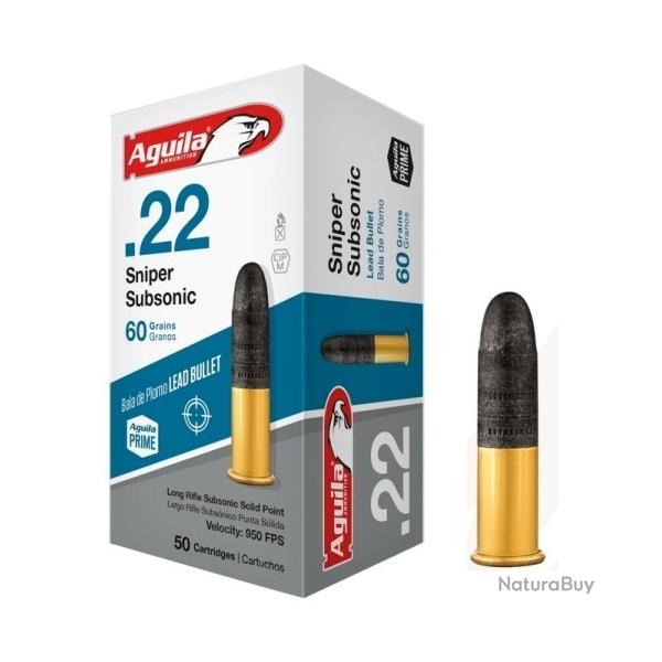 1 Boite de 50 Balles Aguila 22LR Sniper Subsonic 60gr