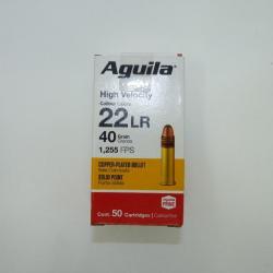 BOITE DE 50 MUNITIONS AGUILA .22LR Haute Vélocité CUIVREE 40 gr