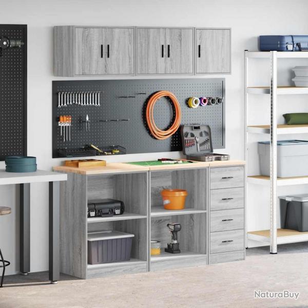 Armoires de garage 6 pcs sonoma gris bois d'ingnierie