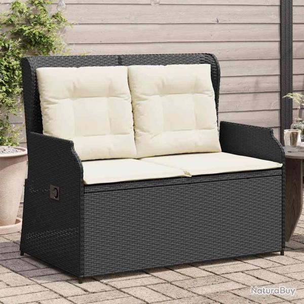 Banc inclinable de jardin avec coussins noir rsine tresse