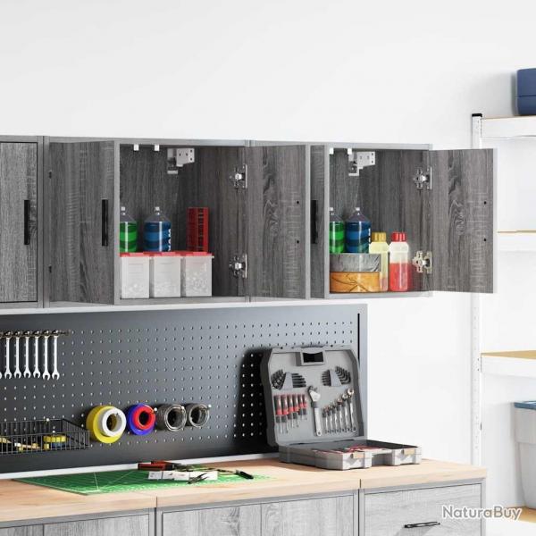 Armoires murales de garage 2 pcs sonoma gris bois d'ingnierie
