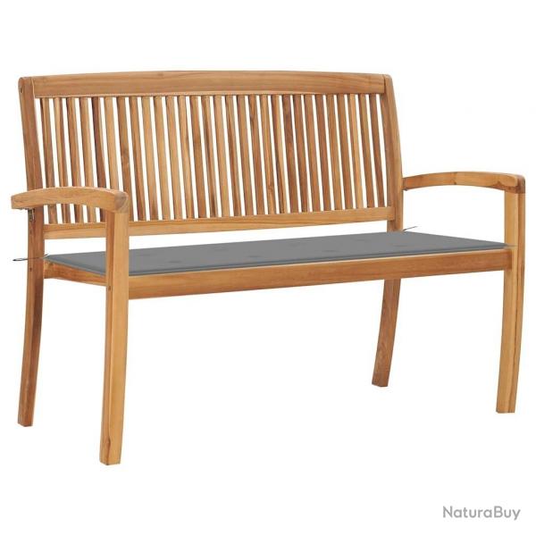 Banc de jardin empilable et coussin 128,5cm Bois de teck massif