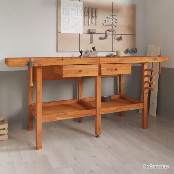 tabli avec tiroirs et taux 192x62x83 cm Bois massif d'acacia