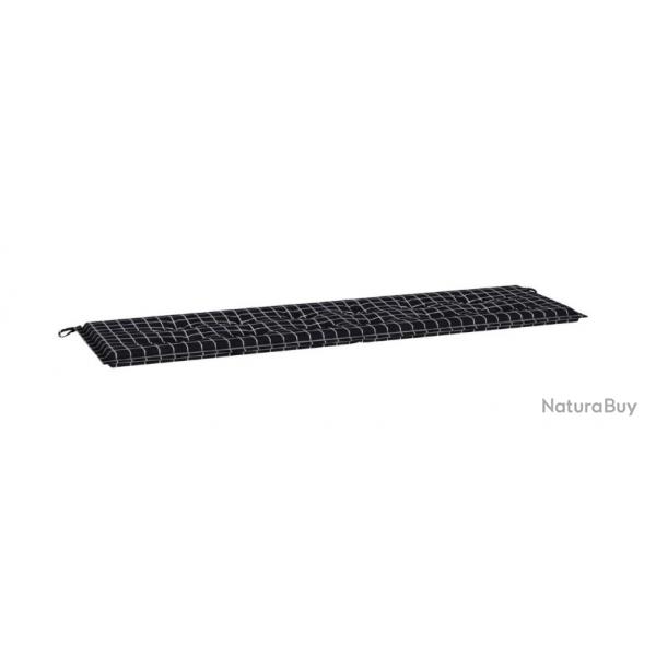 Coussin de banc extrieur noir  carreaux 180x50 cm - Confort lgant pour 3 personnes