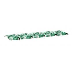 Coussin de banc vert motif feuilles 180x50 cm - Confort extérieur en tissu Oxford résistant