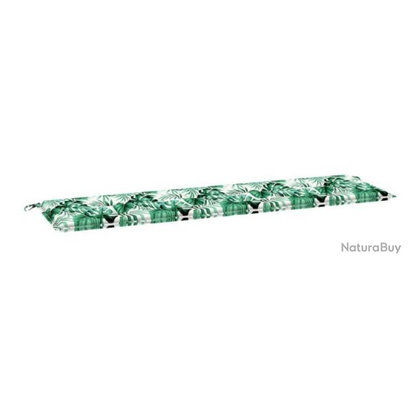 Coussin de banc vert motif feuilles 180x50 cm - Confort extrieur en tissu Oxford rsistant
