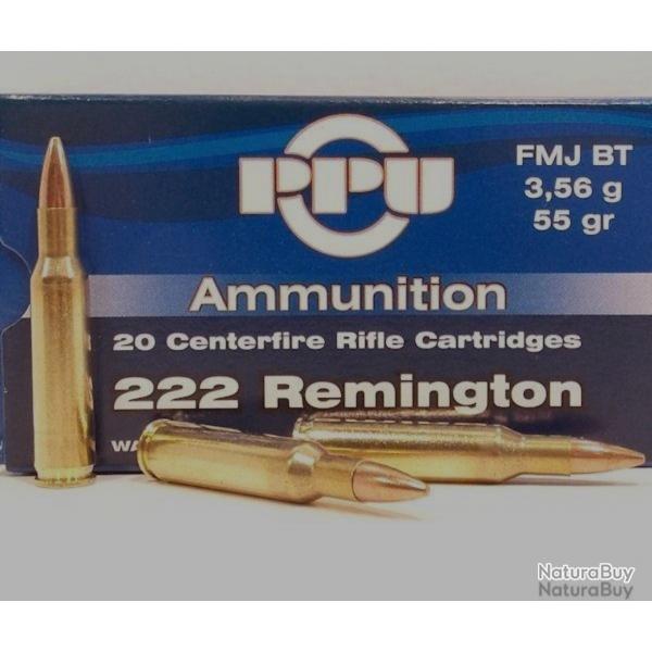 Lot 17 bote de 20 ppu fmj 55gr 222 rem