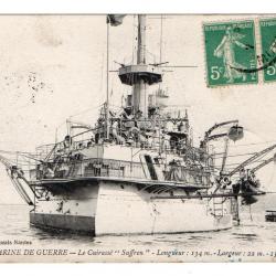 CPA - Marine de Guerre -Le Cuirasse " Suffren "-Longueur : 134 m - Largeur : 22m-15.000 tonne N°3170