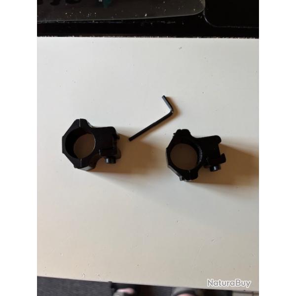paire de colliers de montage medium en aluminium rail 11 mm et diametre 25,4