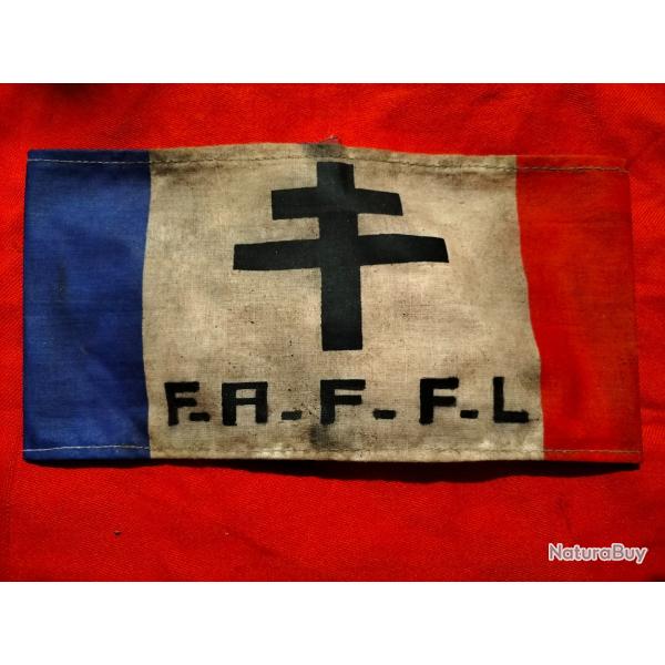 Brassard tricolore des F.A. pour les F.F.L. de la seconde guerre mondiale en T.B.E.