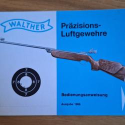 Livret carabine à plombs Walther LG55M d'origine neuf