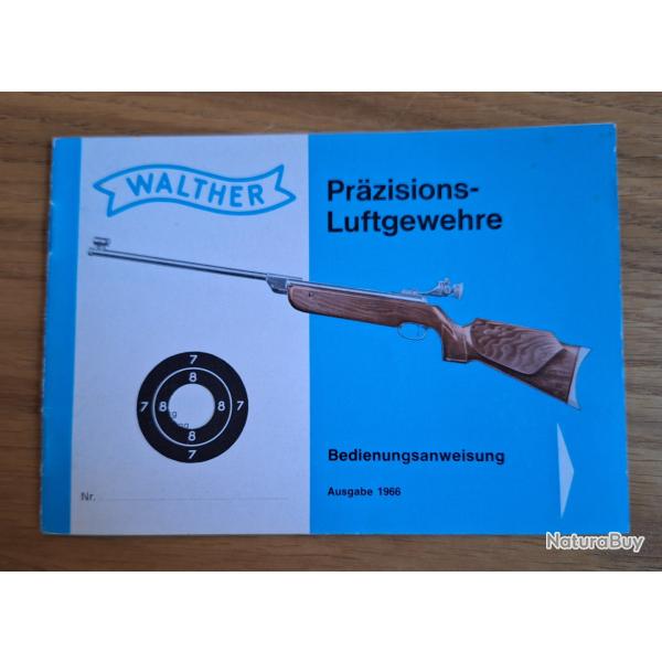 Livret carabine  plombs Walther LG55M d'origine neuf