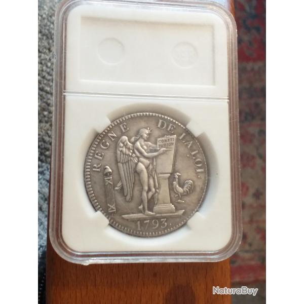 Monnaie six livres l an 12 1793 splendide et scell