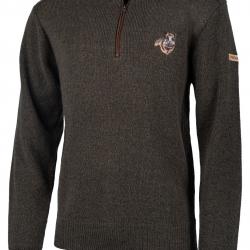 Treeland - Pull Laine col zippé broderie sanglier T904