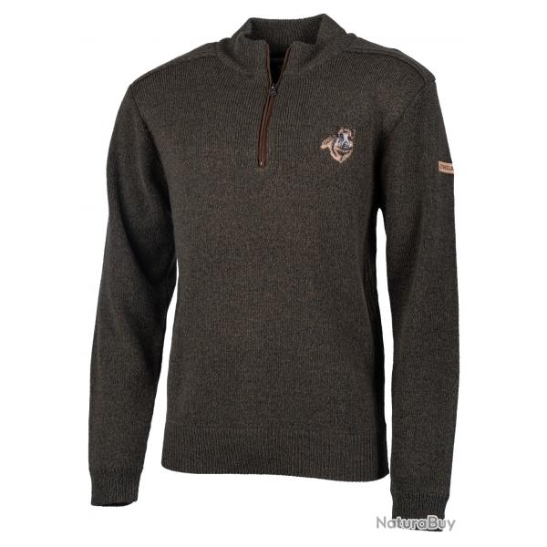 Treeland - Pull Laine col zipp broderie sanglier T904