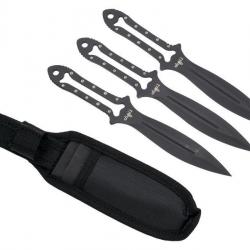 Jeu de x3 couteaux de lance Third tout acier inox lame 10cm + etui