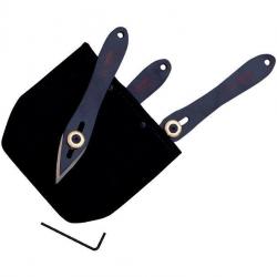 Jeu de x3 couteaux de lance Cudeman 15cm reglable noir + etui