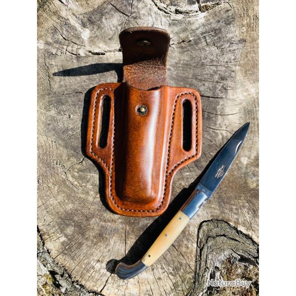 couteau pliant de plerin de st jacques de compostelle / manche corne de vache