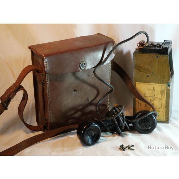 US ARMY - tlphone de campagne excellent tat tui cuir leather JLB25TPH001