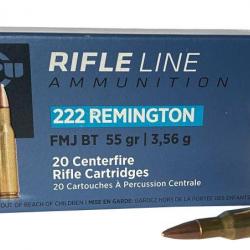 boîte de munition 222Rem PPU/Partizan FMJ BT 55GR3,56G x20