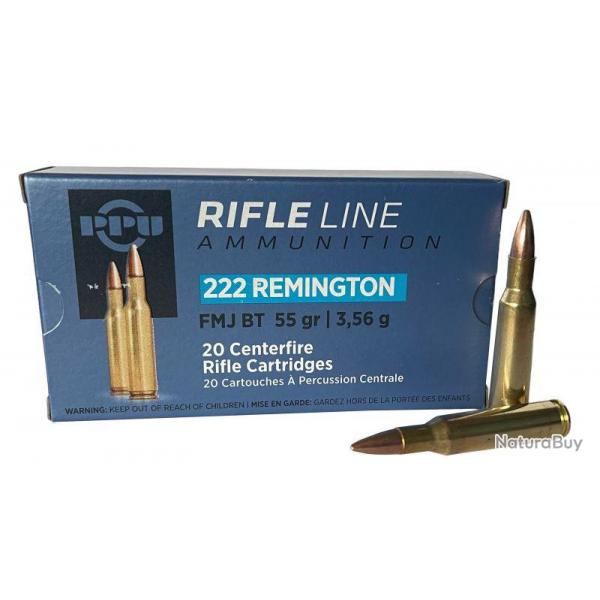 bo&icirc;te de munition 222Rem PPU/Partizan FMJ BT 55GR3,56G x20