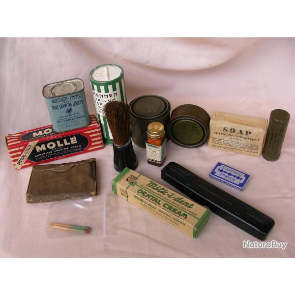 WW2 US LOT DE 14 LMENTS D'HYGINE/DIVERS DU SOLDAT MILITAIRE AMRICAIN ( 39-45 ) LOT 9