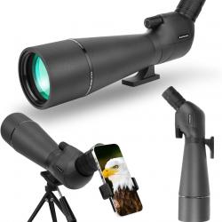 Longue-Vue ED 20-60x80 Prisme BAK4 Objectif FMC Ultra HD+Trépied / Support Téléphone Étanche Noir
