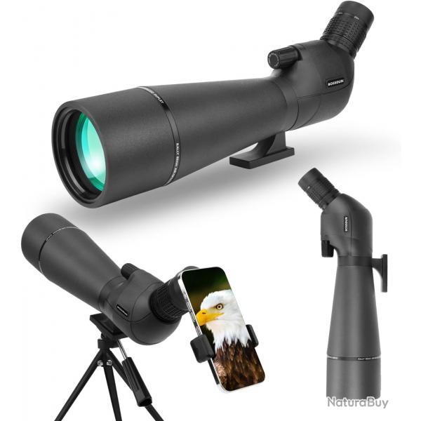 Longue-Vue ED 20-60x80 Prisme BAK4 Objectif FMC Ultra HD+Trpied / Support Tlphone tanche Noir