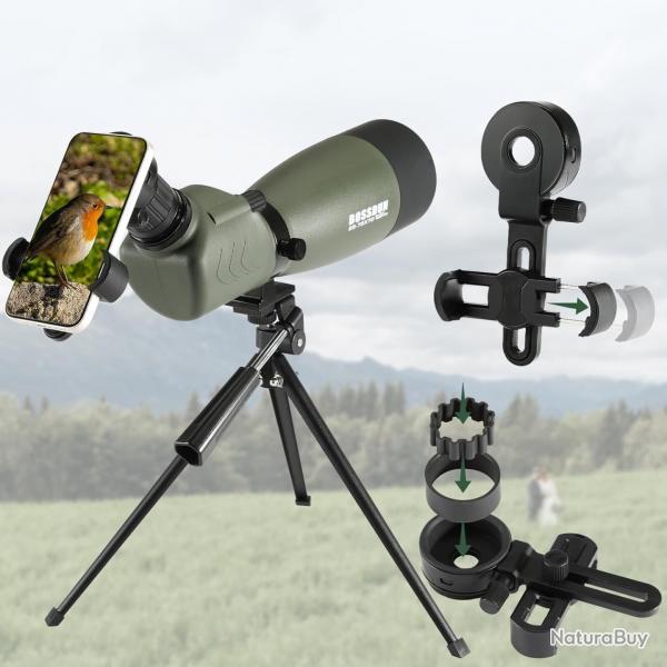 Longue-Vue 25-75x70 tanche Prisme BAK4 Trpied et Adaptateur Tlphone  Pour Chasse Tir Observation