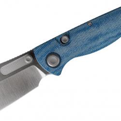 Couteau Vosteed Naga Blue Lame Clip Point Acier S35VN Manche Micarta Top Liner Lock VOSA3901