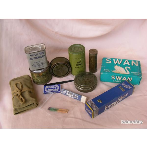 WW2 US LOT DE 13 LMENTS D'HYGINE/DIVERS DU SOLDAT MILITAIRE AMRICAIN ( 39-45 ) LOT 11