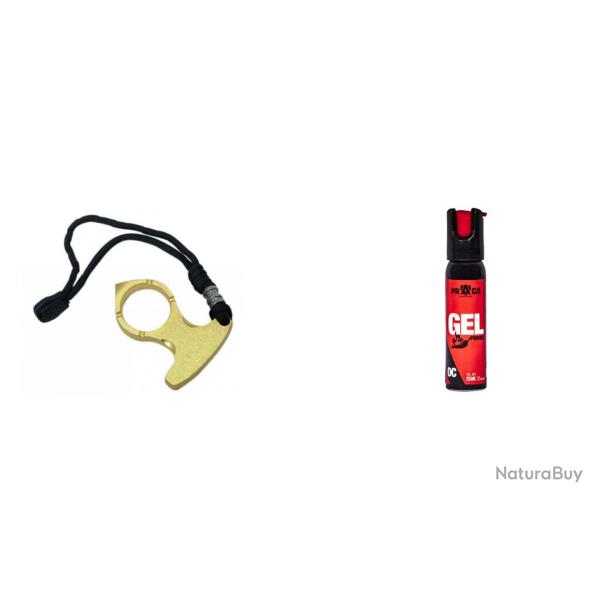 Kit d'auto-dfense spray poivre & bague coup de poing