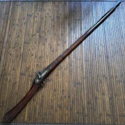 LONG 1,50 MÈTRET LOURD FUSIL DE PRÉCISION AFGHAN JEZAIL PLATINE ANGLAISE A PERCUSSION DE PRISE 1782