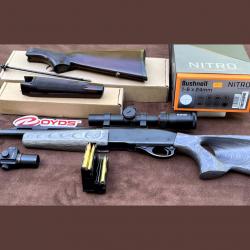 CARABINE A POMPE REMINGTON 7600 CAL 35 WHELEN - CROSSE TROU DE POUCE GAUCHER - 2 CHARGEURS - LUNETTE