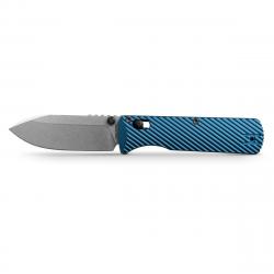 Couteau Vosteed Vombat Crossbar Lock Lame Zulu Acier M390 Stonewash Manche Alu Bleu VOSA4103