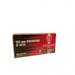 Munitions Fiocchi calibre 7.65 Browning / 32auto FMJ 73gr