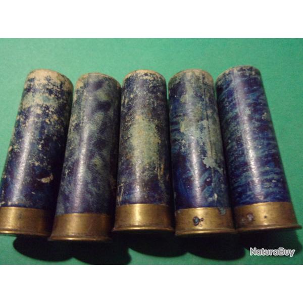 5 Trs ancienne cartouches de chasse cal: 16 poudre noire manufacture Franaise d'armes et cycles