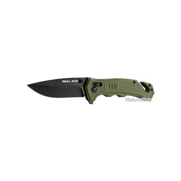 Couteau pliant Real Avid Rav-4 type &quot;survie&quot; vert