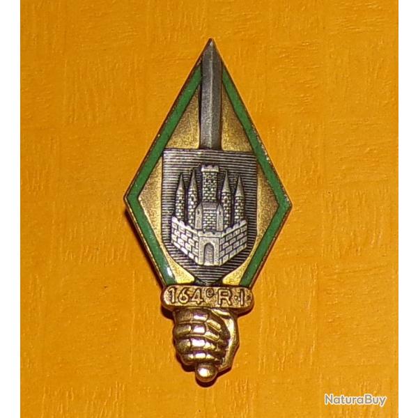 164 Rgiment d'Infanterie, mail, chiffres sur garde, dos lisse , losange jaune orn de vert,  une