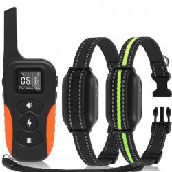 Double Colliers de Dressage pour Chiens Étanche et Rechargeable Télécommande 3 Modes