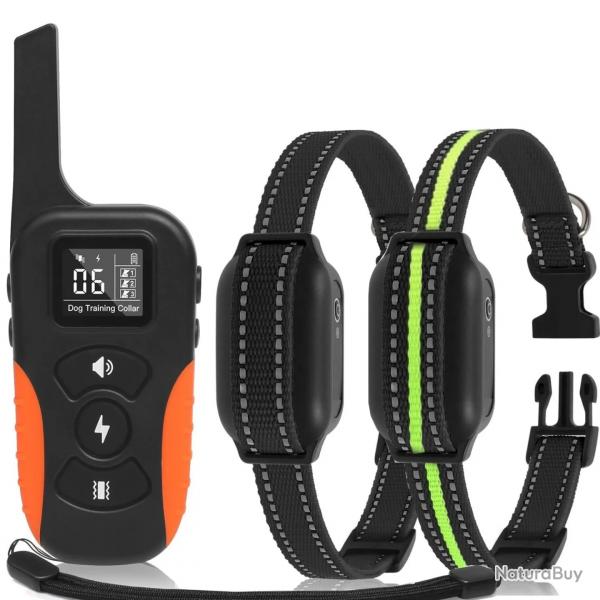 Double Colliers de Dressage pour Chiens tanche et Rechargeable Tlcommande 3 Modes
