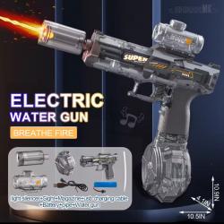 Pistolet à eau électrique à émission de lumière Led Batterie lithium noir