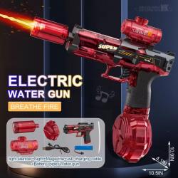 Pistolet à eau électrique à émission de lumière Led Batterie lithium rouge