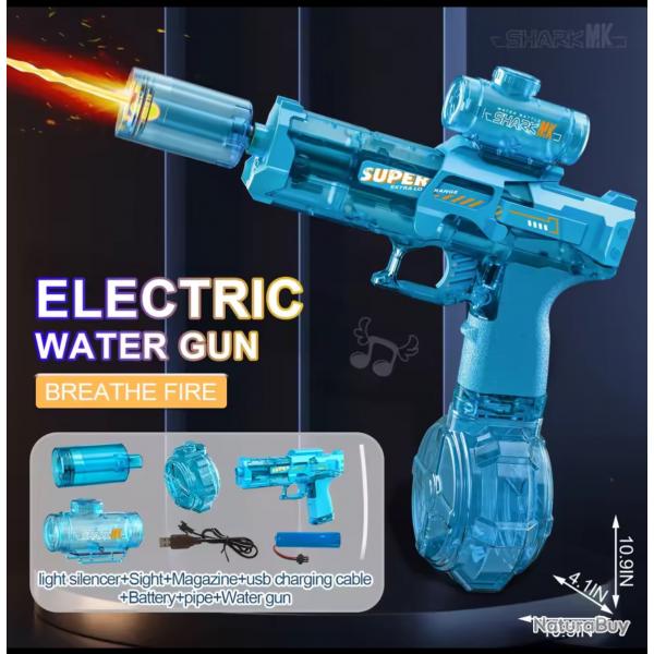 Pistolet  eau lectrique  mission de lumire Led Batterie lithium bleu