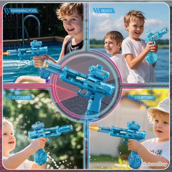 Pistolet  eau lectrique  mission de lumire Led Batterie lithium couleur aux choix  jouet