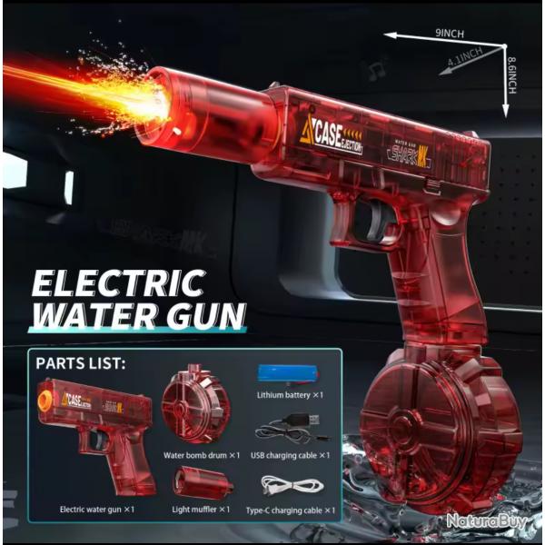 Pistolet  eau lectrique  mission de lumire Led Batterie lithium haute puissance rouge