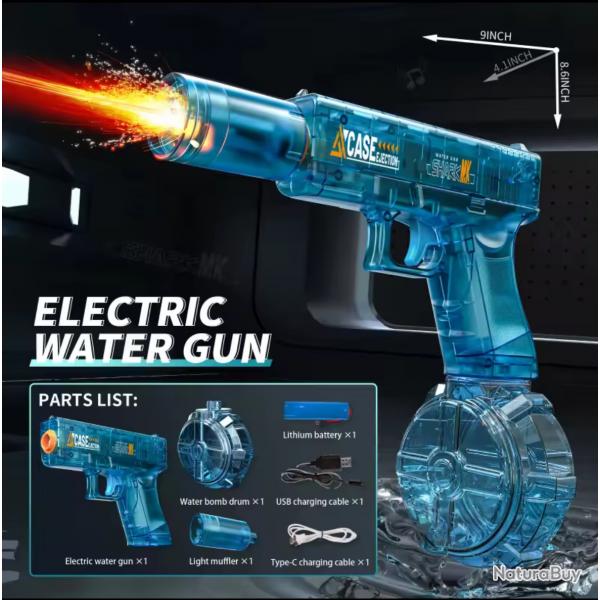 Pistolet  eau lectrique  mission de lumire Led Batterie lithium haute puissance bleu promo