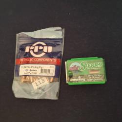 Ogives 222 sierra hpbt 55gr + ppu fmj 55gr